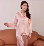 100% Pure Silk Women's Classical Pajama Set Sleepwear Nightgown M L XL YM007