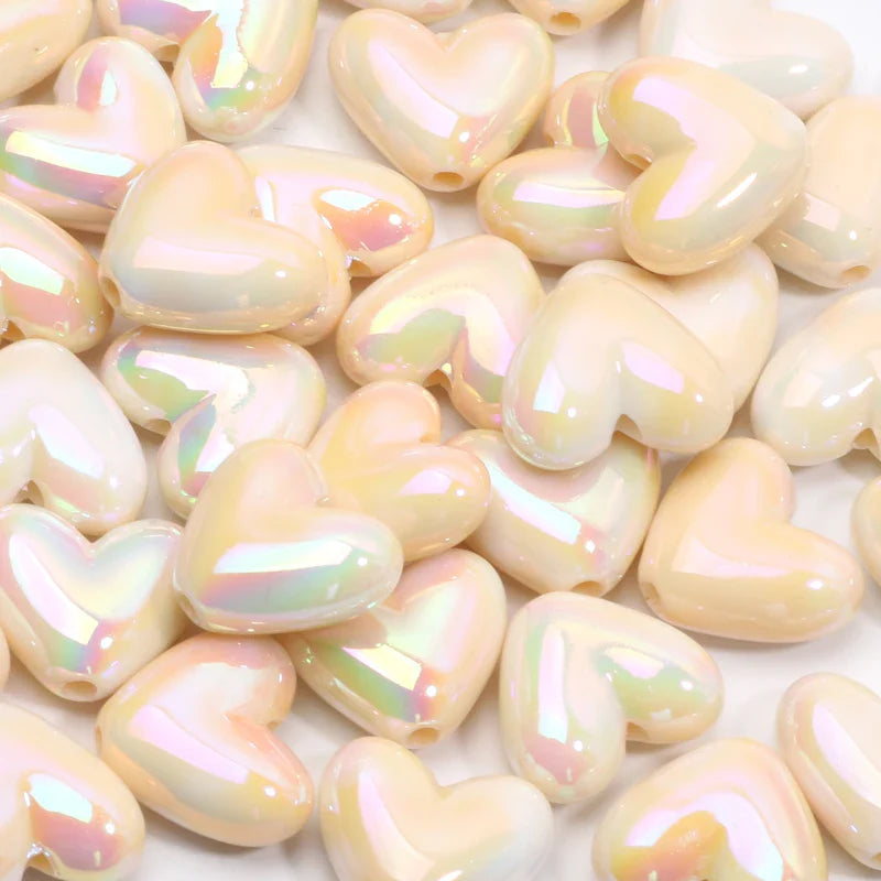 10pcs 15x17mm Macarons ABS Spacer Beads Gradients Heart Acrylic Beads For Diy Jewelry Making Bracelet Necklace Earrings Pendant