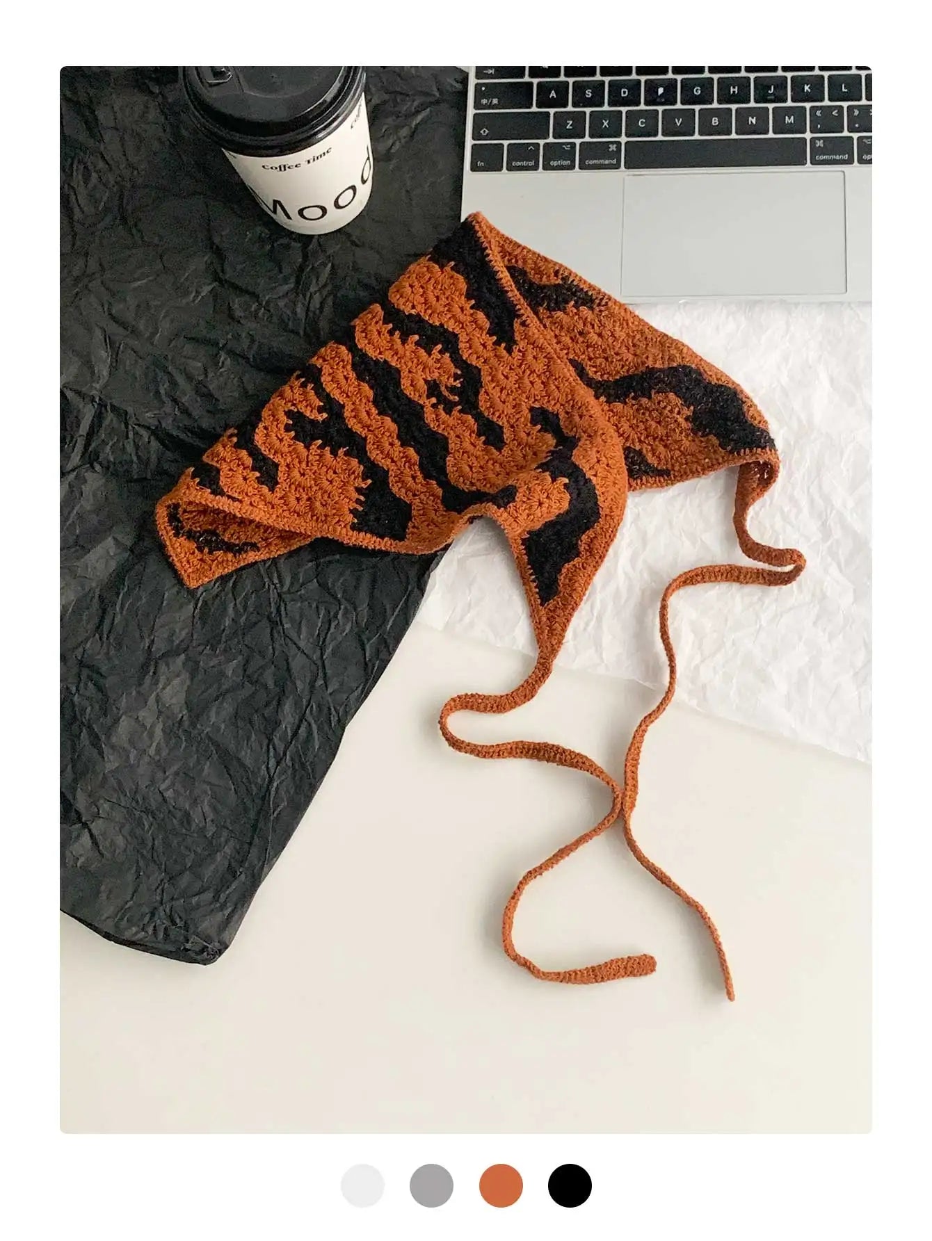 Halloween Costume Skeleton Ghost Bat Spider Web Personalized Knitted Crochet Headband Female Photo Photo Triangle Scarf Trendy