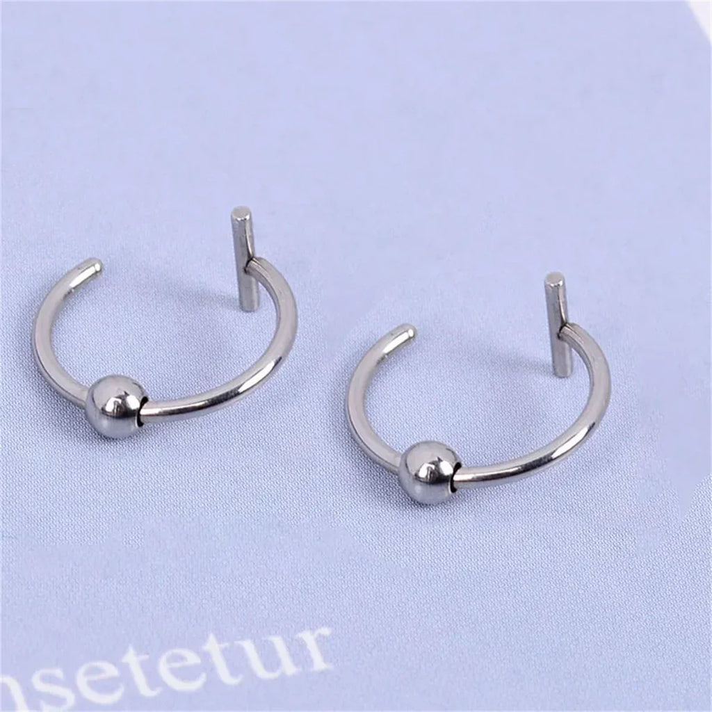 2/4Pcs 18G 316L Stainless Steel Fake Lip Rings for Women Men,  Fake Septum Nose Ring Clip On Lip Ring Fake Piercing Jewelry
