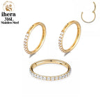 316L Stainless Steel Zircon CZ Hinged Segment Nose Septum Clicker Ring Round Earrings Hoops Ear Tragus Helix Piercing Jewelry