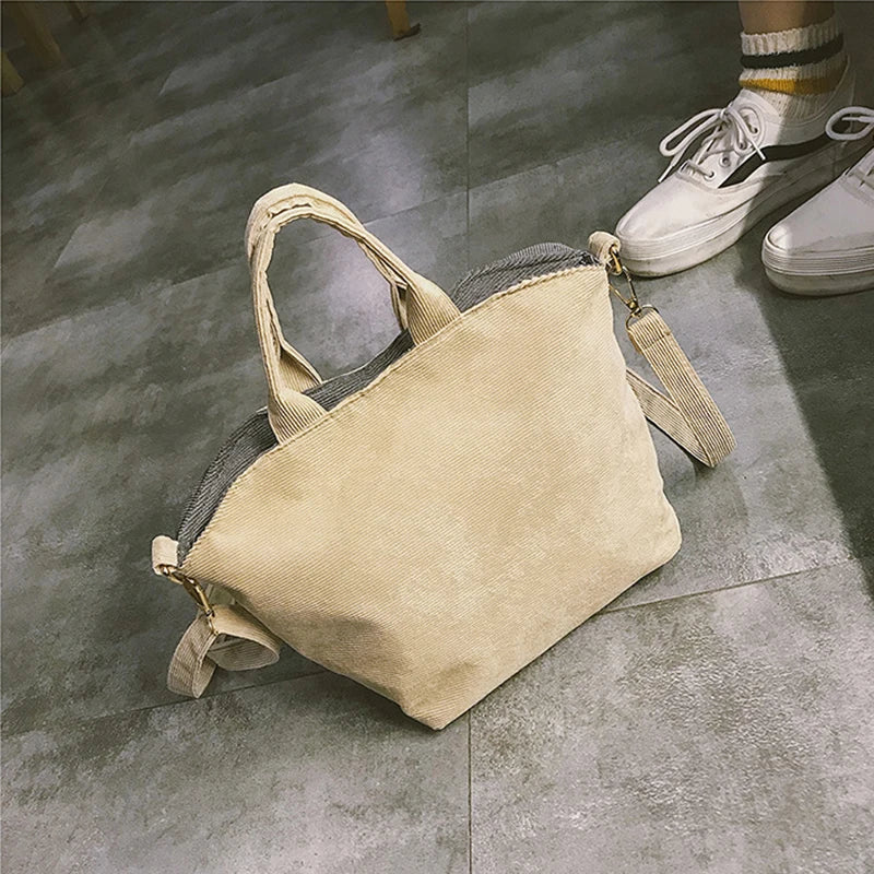 Cute Animal Handbags For Women Casual Travel Large Capacity Totes Shoulder Bags Pug Dog Corduroy Messenger Bag Feminine Bolsas