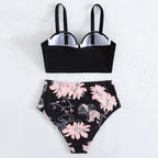 2024 Summer New Bikini Push Up Swimsuit Women Halter High Waist Swimwear Female Printed Bathing Suit Bathers