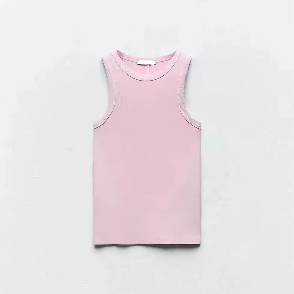 BMURHMZA Fashion New Water Wash Rib Simple Retro Workwear Women's Tank Top
