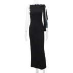 Candyhot Sexy Solid O-Neck Sleeveless Casual Fashion Dress Y2K Summer Slim Fit Piece Maxi Dress Evening Dresses Women's Clothing