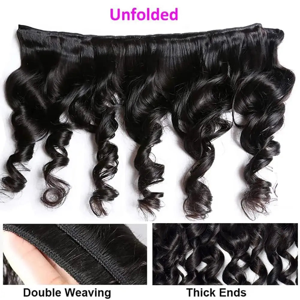 3 Bundles 1618 20 Inch Unprocessed Human Hair Loose Wave Double Weft Bundles for Women, Natural Look Volume Versatile Styling