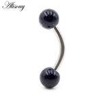 Alisouy 2PCS 14G Stainess Steel 5mm Stone Ball Eyebrow Curved Barbell Lip Ring Snug Daith Helix Earrings Body Piercing Jewelry