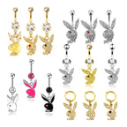 Belly Button Rings for Women Bunny Navel rings Gold color Rabbit Belly Rings Gem stone Belly Piercing Jewelry Body Jewelry
