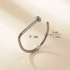 ASTM F136 Titanium PIERC D Shape Nose Ring Nostril Piercing Hoop Septum Rings Bar Pin Nose Lip Studs Body Jewelry Wholesale