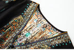 2025 Summer Bohemian Dresses For Women Elegant V-neck High Waist Women's Print Black Dress A-line 100% Real Silk Long Midi Dress