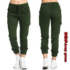 2022 New Solid Jogger Women's Cargo Pants Multi-Pocket Drawstring Elastic Waist Women Sports Pants Streetwear Casual Long Pant