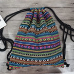 2025 Women Fabric Backpack Female Gypsy Bohemian Boho Chic Aztec Ibiza Tribal Ethnic Cottage Soft Brown Drawstring Rucksack Bags