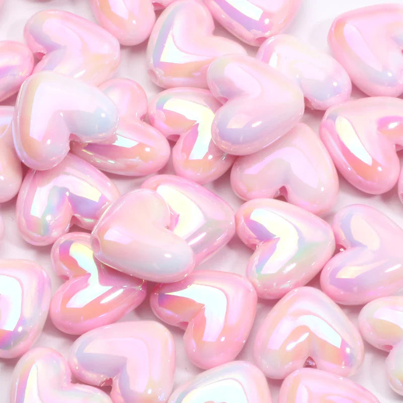 10pcs 15x17mm Macarons ABS Spacer Beads Gradients Heart Acrylic Beads For Diy Jewelry Making Bracelet Necklace Earrings Pendant