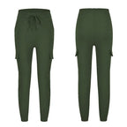 2022 New Solid Jogger Women's Cargo Pants Multi-Pocket Drawstring Elastic Waist Women Sports Pants Streetwear Casual Long Pant
