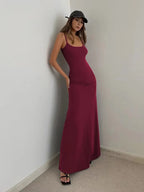 2024 Summer Women's New Fashion Simple Temperament Suspender Long Backless Slim Waisted Sexy Sweet And Spicy Casual Dresses