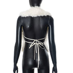 BKLD Sexy Temperament Fluffy Tops For Women High Street Y2K Nightclub Outfits Faux Fur Backless Lacing Solid 2025 Vest Waistcoat