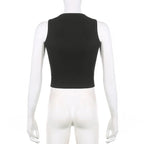 Guitar Print Sleeveless Tank Top Y2K Casual Ribbed Women Grunge Crop Top Harajuku Fashion Vest Tee 90s Street Outfits