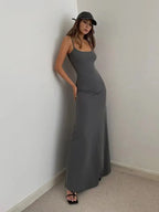 2024 Summer Women's New Fashion Simple Temperament Suspender Long Backless Slim Waisted Sexy Sweet And Spicy Casual Dresses