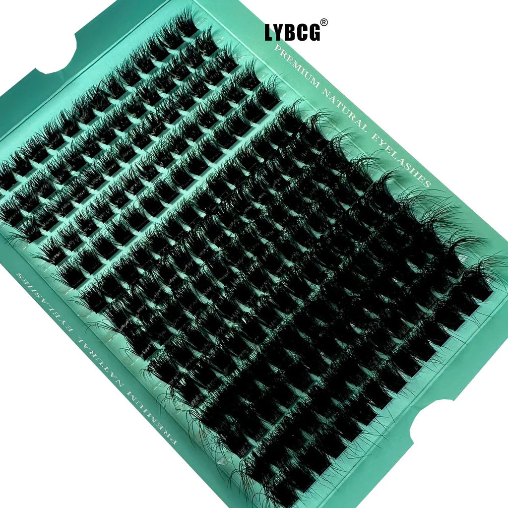 1boxes196/280 Cluster Lashes 5D Fluffy Thick Eyelash Extension D Volume Mixed 8-20MM Tray Faux Mink Lashes Lash Extension Makeup