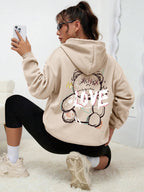 Graffiti Line Bear Simple Print Female Hoody Harajuku S-Xxl Sweatshirt Fashion Casual Street Hooded Autumn Warm Streetwear Women