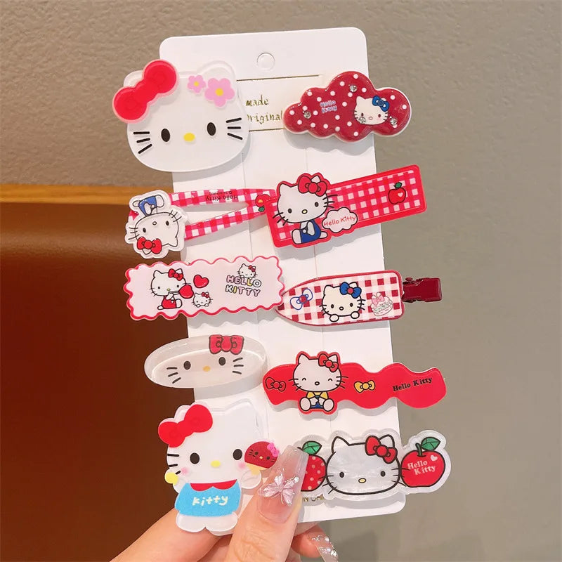 10pcs Children's Hair Clip HelloKitty Cute Headwear for Girls and Children Forehead Hair Clip