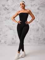 Anti Slip Strip Strapless Sports Jumpsuit Featuring Backless Lifting Hip Lifting To Shape Body Fit Snugly Yoga Fitness Underwear