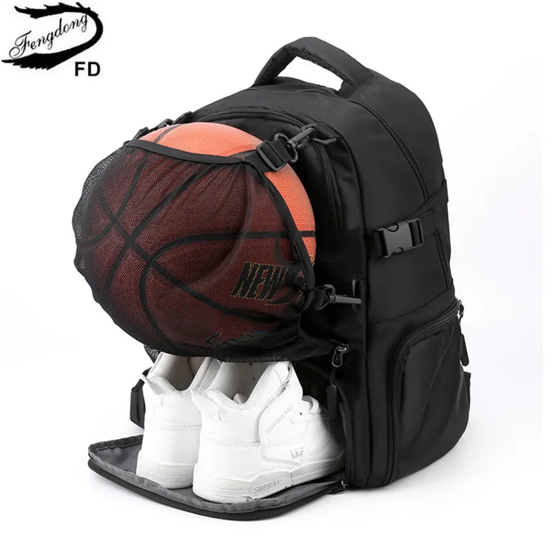 basketball sports backpack with shoe compartment man soccer bag boys football school bag black large capacity school backpack