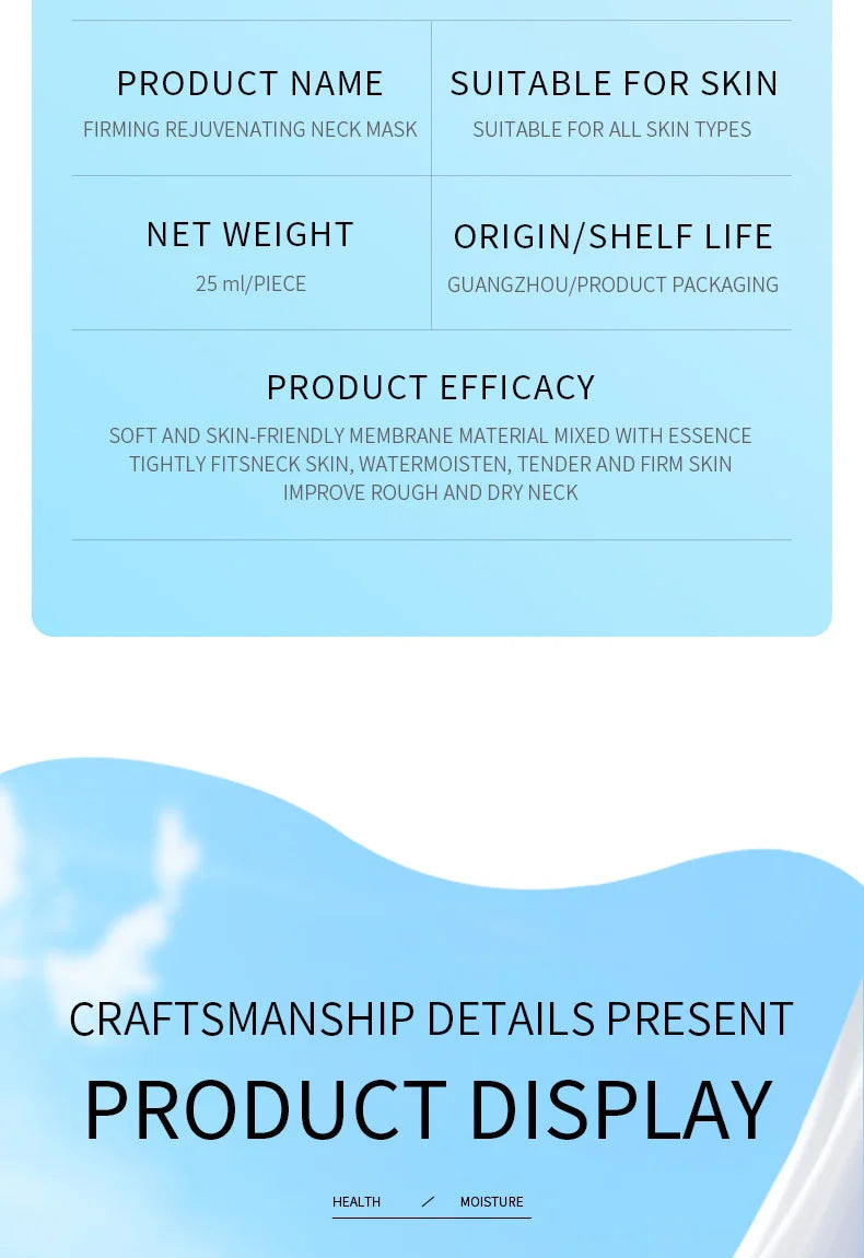 10PCS Collagen Anti Wrinkle Neck Mask Anti Aging Fade Fine Lines Firm Skin Moisturizing Brighten Rejuvenating SkinCare Cosmetics