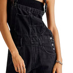 2023 Summer Black Jumpsuit Women Loose Dungarees Overalls Wide Leg Women Long Jumpsuit Ladies Overalls For Women