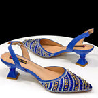 2025 Luxurious Italian Women's Party Shoes & Bag Set â€?Elegant Golden Rhinestone Spring/Summer Sandals with Pointed High Heels f