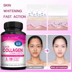 Collagen + Vitamin C plus Biotin, Anti-Aging Support, Antioxidant, Brightener, Skin, Hair & Nails Supplement, 120 Capsules