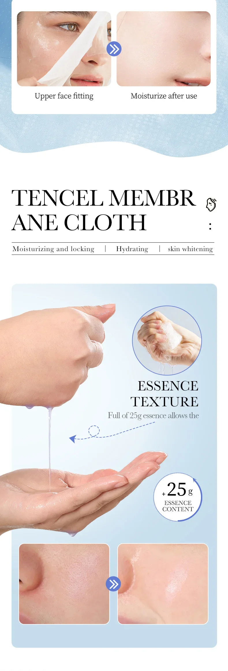 12pcs Hyaluronic Acid Hydrating Facial Mask Sheet Masks For Face Hydrating Shrinking Pores Moisturizing Face Masks Skin Care