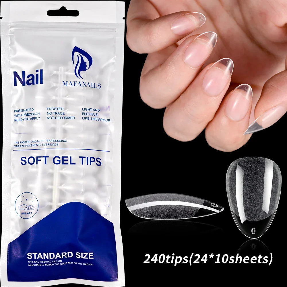 240pcs XS Fake Nails Short Square/Almond False Nail Tips Half Matte Acrylic Square Fingernails DIY For Manicure Extension Tools