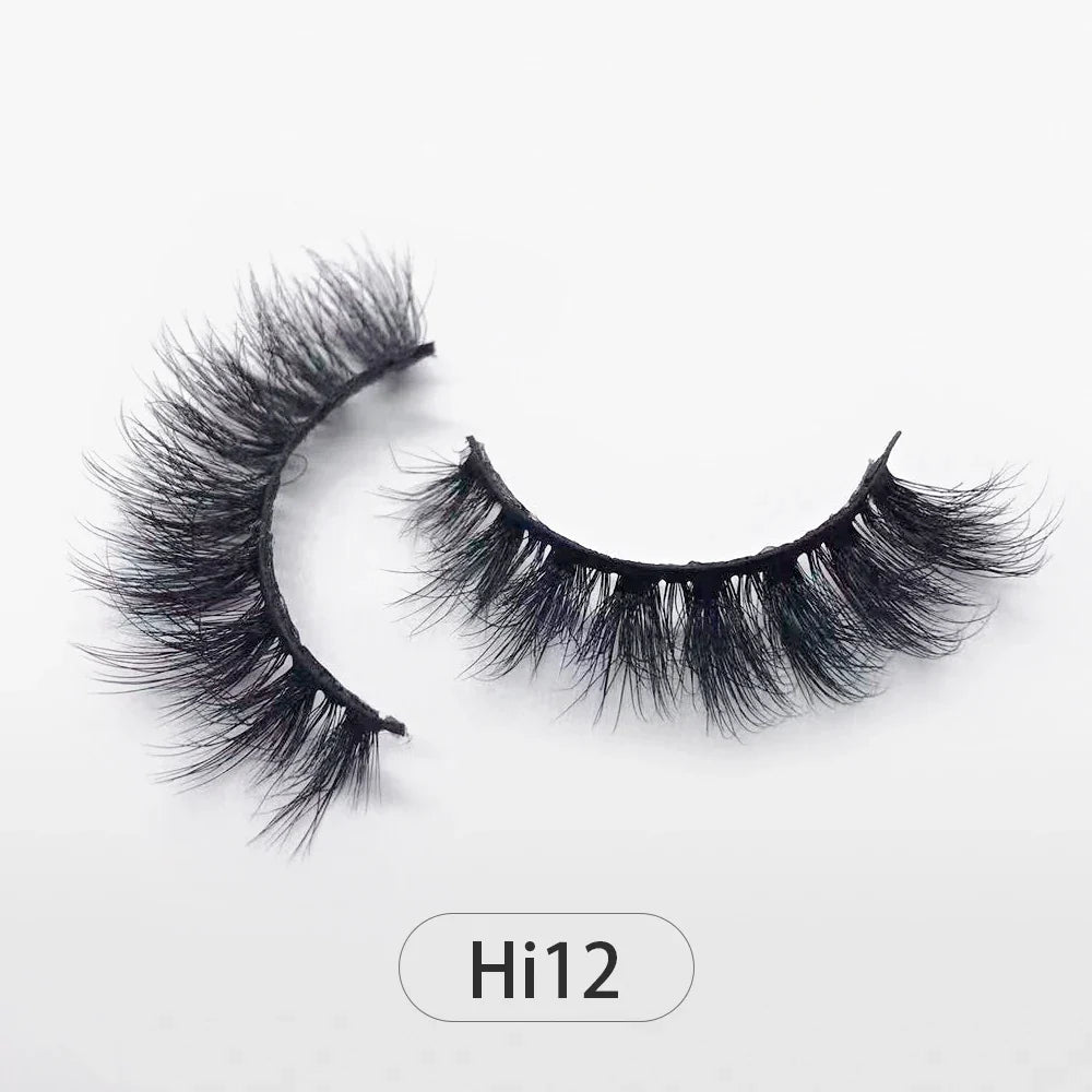 Dropshipping Reuseable Natural Long 12-15mm 3D Faux Mink Lashes Fluffy Volume False Eyelashes Cruelty Free Wispy Makeup Lashes