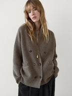 Ethereal costume 2025 massidutti spring new style of Old Money Wind Casual British Soft Double-Breasted V-Neck Knitted Cardigan