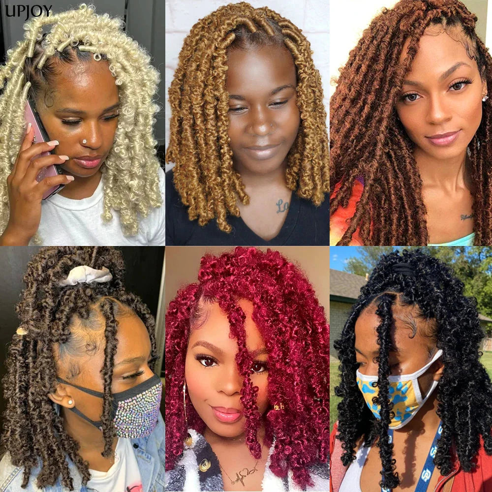 Butterfly Locs Crochet Hair 12 inch Handmade Butterfly Soft Locs Crochet Hair Extensions Synthetic Braiding Hair 12Strands/pack