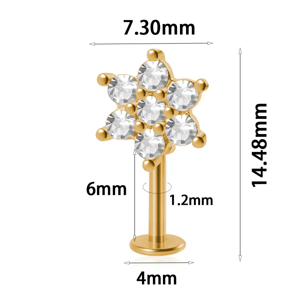 361L Surgical Steel Marquise Vertical Post Helix Piercing Crown/Butterfly Earrings Cartilage Helix Stud Body Piercing Jewelry