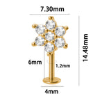 361L Surgical Steel Marquise Vertical Post Helix Piercing Crown/Butterfly Earrings Cartilage Helix Stud Body Piercing Jewelry