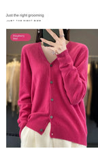 100 Merino Wool Knitted V-neck Sweater Women's Top Loose Korean Version Fashionable Versatile Autumn And Winter Cashmere Sweater