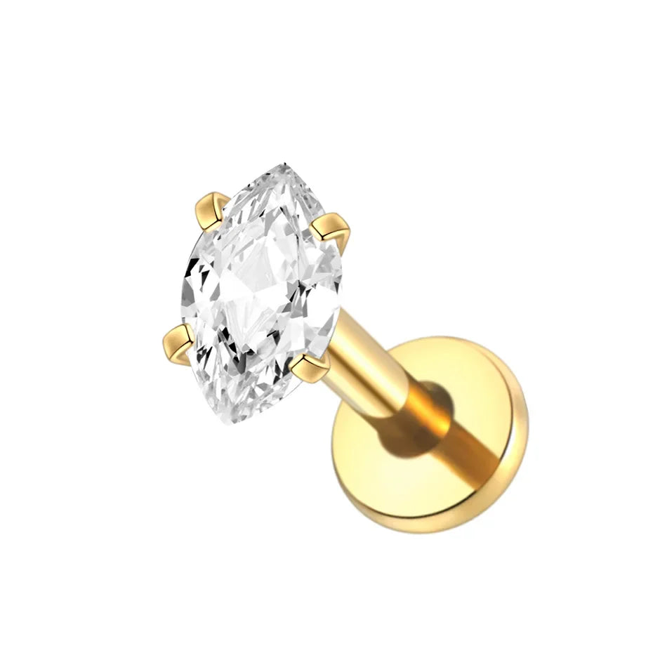 1PC Titanium Zircon Star Flower Labret Piercing for Women Cartilage Tragus Daith Helix Stud Earring Body Jewelry