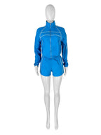 2025 Trendy Woman Clothes Sets Y2k Lounge Tracksuit Contrast Color Long Sleeve Zip Windbreaker Jacket Shorts 2 Piece Set Outfits