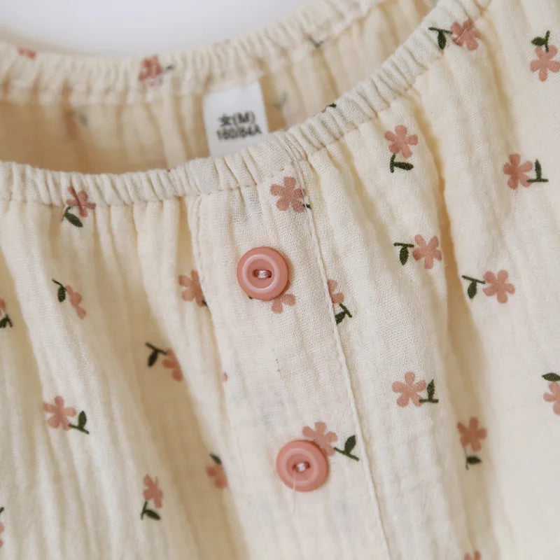 2025 Japanese Summer New Women's Pajama Set 100% Cotton Crepe Cloth Ladies Suspender+Shorts Two Piece Home Furnishing Set