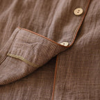 2025 New Spring Couple's Pajama Set 100% Cotton Long Sleeve Long Pants Two Piece Set for Men and Women's Home Furnishings