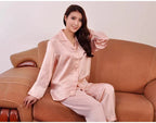 100% Pure Silk Women's Classical Pajama Set Sleepwear Nightgown M L XL YM007