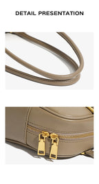 Burminsa Cowhide Genuine Leather Underarm Shoulder Bags For Women 2025 Luxury Designer Korean Bowling Tote Work Ladies Handbags