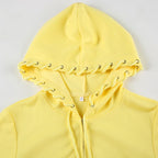 BIIKPIIK Drawstring Hooded Hoodie Suits Autumn Winter Solid Zipper Women Casual Pants Set Street Sporty Sweatshirt Two Piece Set