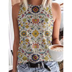Ethnic Style Paisley 3D Print Tank Tops Women Retro Streetwear Y2k Oversized O-Neck Vest Off Shoulder Sleeveless Woman Camisole