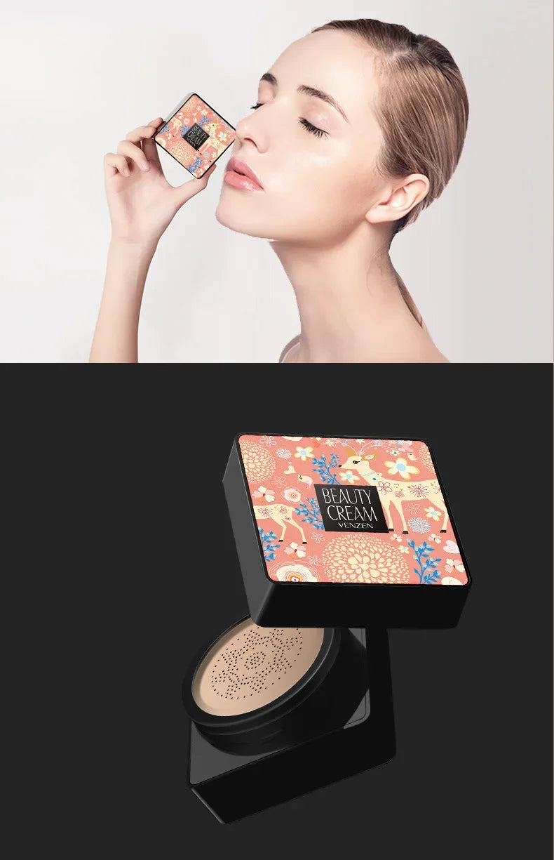 BB Air Cushion Base Foundation with Mushroom Head CC Cream Moisturizing Hydrating Concealer Makeup Brighten Skin Tone Cosmetics
