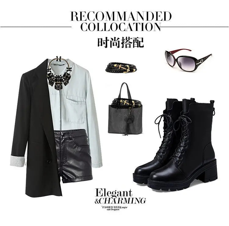 2025 Autumn and Winter New Ma Boots Female British Mid-tube Boots Korean Short Boots Tide Flat Female Leather Boots Women Shoes