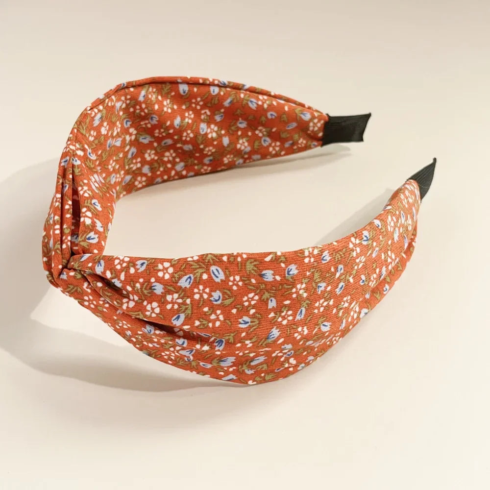 Bohemian Floral Cross Headband Women Wide Bands Hair Hoop Styling Tool Fabric Flower Print Vintage Headwear Accessories Summer